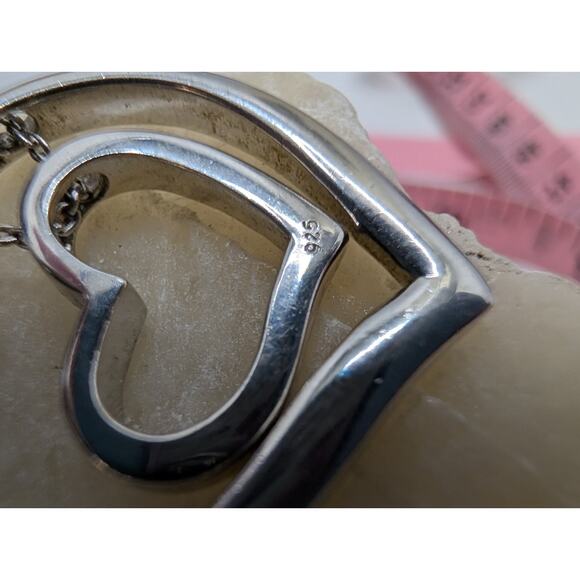 Sterling Silver 925 Double Heart Pendant Necklace 18" - Picture 5 of 8